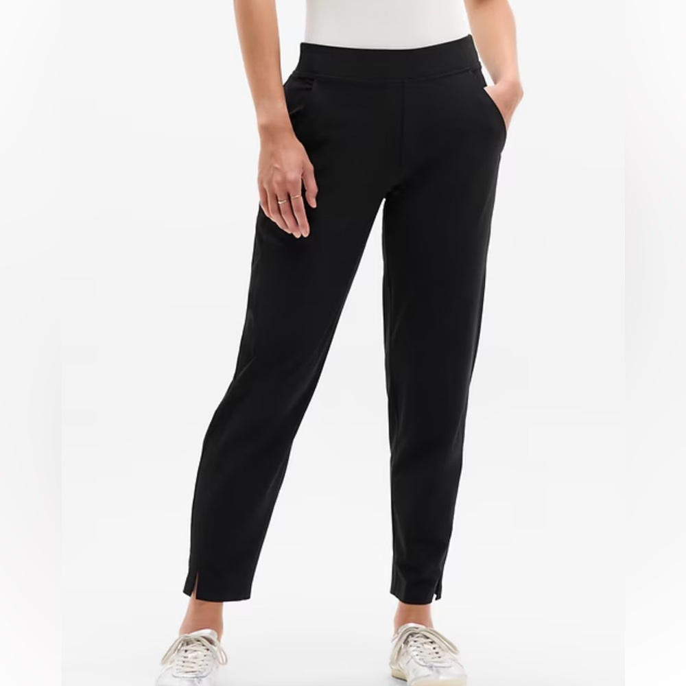 Athleta Black Straight-Leg Ponte Ankle Pants